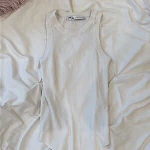 Zara Women’s Cream Ribbed Tank Top
